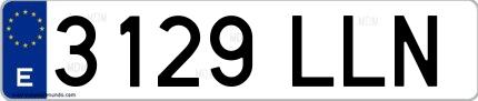 Ejemplo de matrícula española 3129 LLN