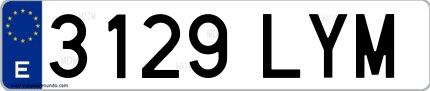 Ejemplo de matrícula española 3129 LYM