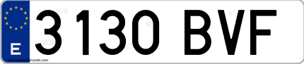 Ejemplo de matrícula de coche ordinaria 3130 BVF