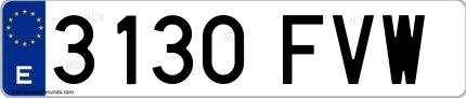 Ejemplo de matrícula española 3130 FVW