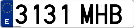 Ejemplo de matrícula de coche ordinaria 3131 MHB