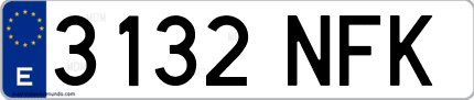 Ejemplo de matrícula de coche ordinaria 3132 NFK