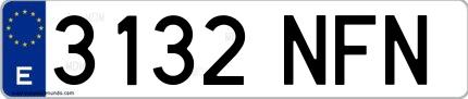 Ejemplo de matrícula española 3132 NFN