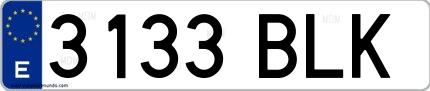 Ejemplo de matrícula española 3133 BLK