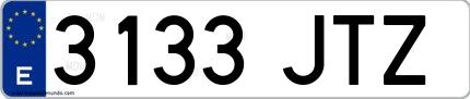 Ejemplo de matrícula española 3133 JTZ