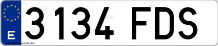 Ejemplo de matrícula española 3134 FDS