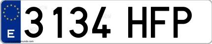 Ejemplo de matrícula española 3134 HFP