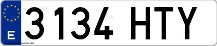 Ejemplo de matrícula española 3134 HTY