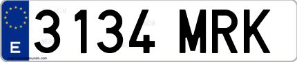 Ejemplo de matrícula de coche ordinaria 3134 MRK