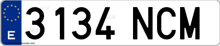Ejemplo de matrícula de coche ordinaria 3134 NCM