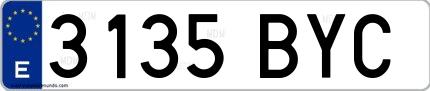 Ejemplo de matrícula española 3135 BYC