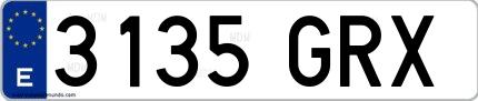 Ejemplo de matrícula española 3135 GRX