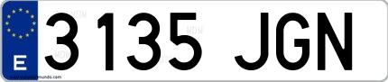 Ejemplo de matrícula española 3135 JGN