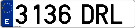 Ejemplo de matrícula de coche ordinaria 3136 DRL