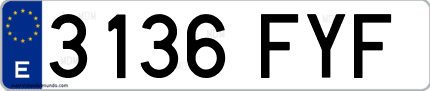 Ejemplo de matrícula de coche ordinaria 3136 FYF