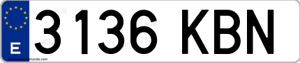 Ejemplo de matrícula de coche ordinaria 3136 KBN