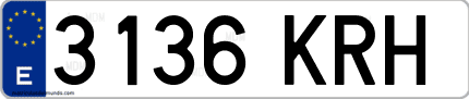 Ejemplo de matrícula de coche ordinaria 3136 KRH