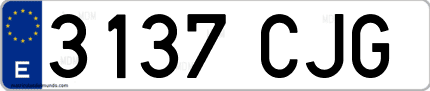 Ejemplo de matrícula de coche ordinaria 3137 CJG