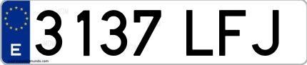 Ejemplo de matrícula española 3137 LFJ