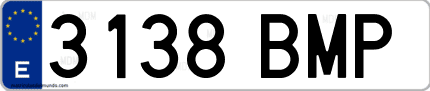 Ejemplo de matrícula de coche ordinaria 3138 BMP