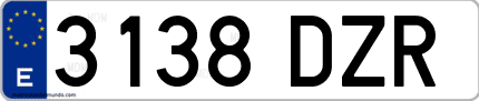 Ejemplo de matrícula de coche ordinaria 3138 DZR