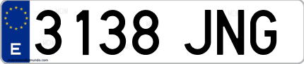 Ejemplo de matrícula de coche ordinaria 3138 JNG