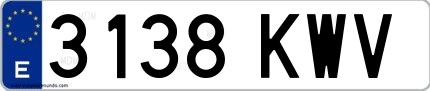 Ejemplo de matrícula española 3138 KWV