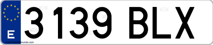 Ejemplo de matrícula de coche ordinaria 3139 BLX