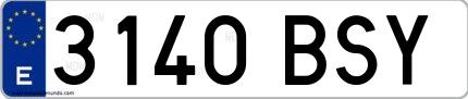 Ejemplo de matrícula española 3140 BSY