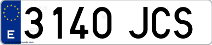 Ejemplo de matrícula de coche ordinaria 3140 JCS