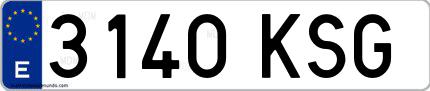 Ejemplo de matrícula española 3140 KSG