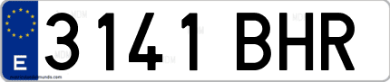 Ejemplo de matrícula de coche ordinaria 3141 BHR