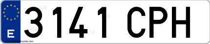 Ejemplo de matrícula de coche ordinaria 3141 CPH