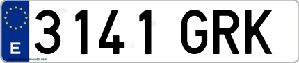 Ejemplo de matrícula de coche ordinaria 3141 GRK