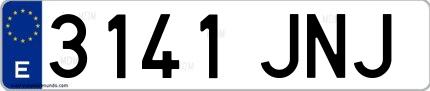 Ejemplo de matrícula española 3141 JNJ