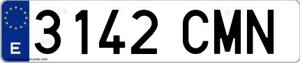 Ejemplo de matrícula española 3142 CMN