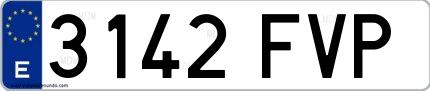 Ejemplo de matrícula española 3142 FVP