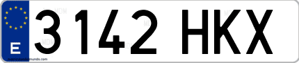 Ejemplo de matrícula de coche ordinaria 3142 HKX