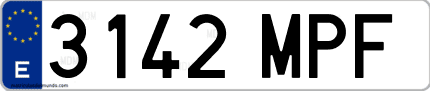 Ejemplo de matrícula de coche ordinaria 3142 MPF