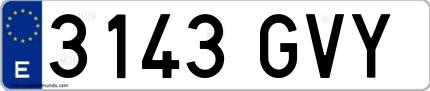 Ejemplo de matrícula española 3143 GVY