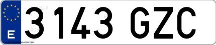 Ejemplo de matrícula española 3143 GZC