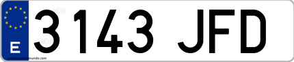 Ejemplo de matrícula de coche ordinaria 3143 JFD