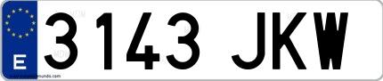 Ejemplo de matrícula española 3143 JKW
