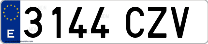 Ejemplo de matrícula de coche ordinaria 3144 CZV