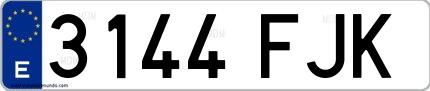 Ejemplo de matrícula española 3144 FJK