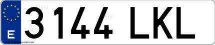 Ejemplo de matrícula española 3144 LKL