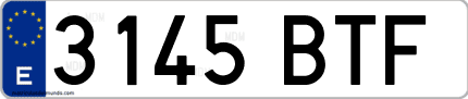 Ejemplo de matrícula de coche ordinaria 3145 BTF