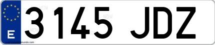 Ejemplo de matrícula española 3145 JDZ