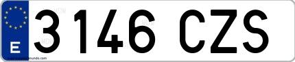 Ejemplo de matrícula española 3146 CZS