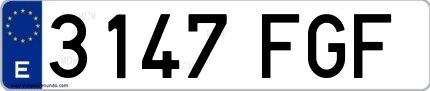 Ejemplo de matrícula española 3147 FGF